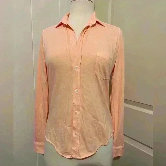 FRANK & EILEEN $248 Barry Tee Lab Orange Fluorescent Comfy Coastal Grandma